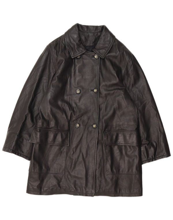 Vintage ženski kaput s dvorednim kopčanjem IT 42 srednje crne boje