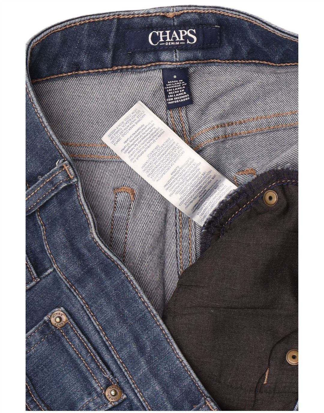 CHAPS Ženske uske traperice US 8 srednje W30 L30 plavi pamuk