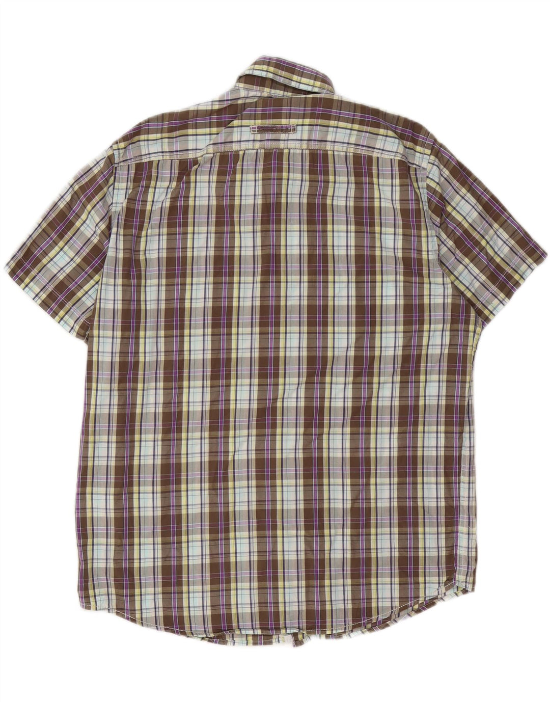 CAMEL ACTIVE Mens Modern Fit Short Sleeve Shirt Medium Brown Check Cotton
