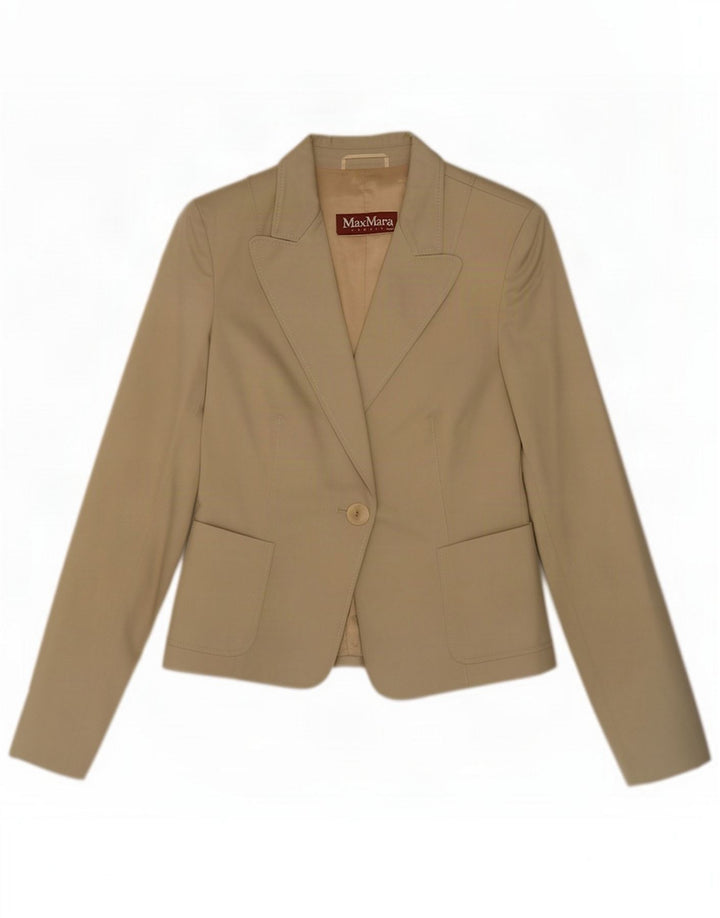 Max Mara ženska jakna s jednim gumbom UK 12 Medium Beige Cotton