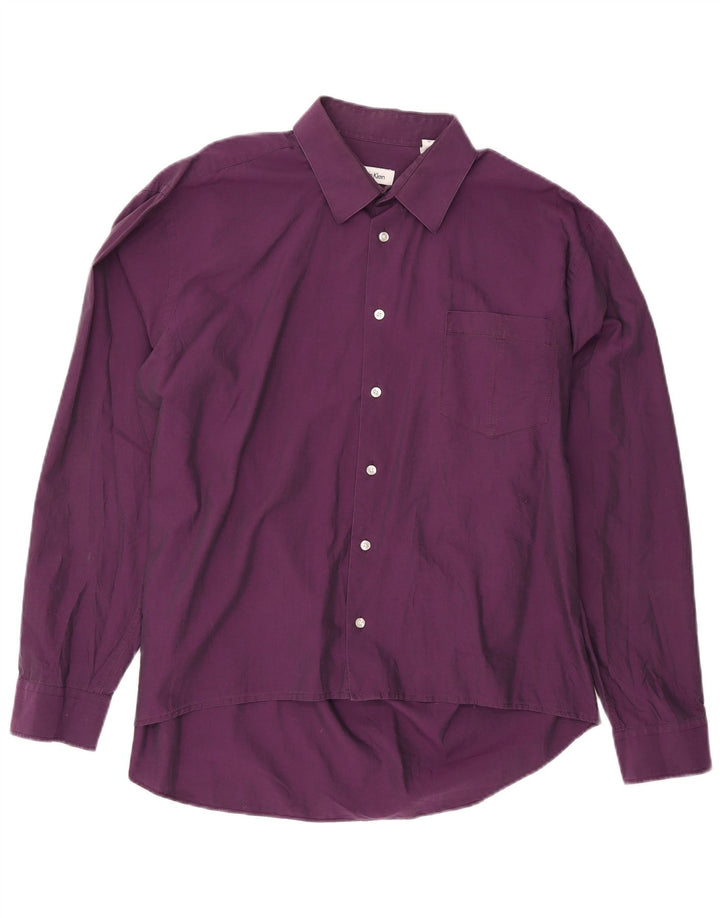 CALVIN KLEIN Muška uska košulja veličine 44 XL Ljubičasti pamuk