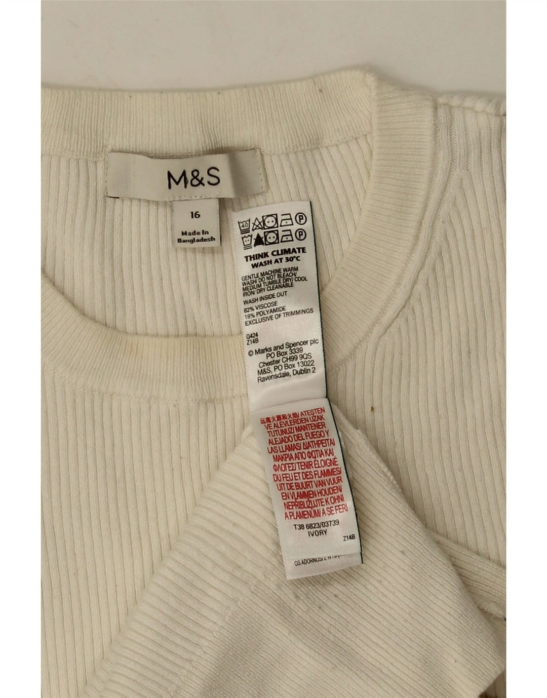 Marks & Spencer ženska majica dugih rukava UK 16 Velika bijela viskoza