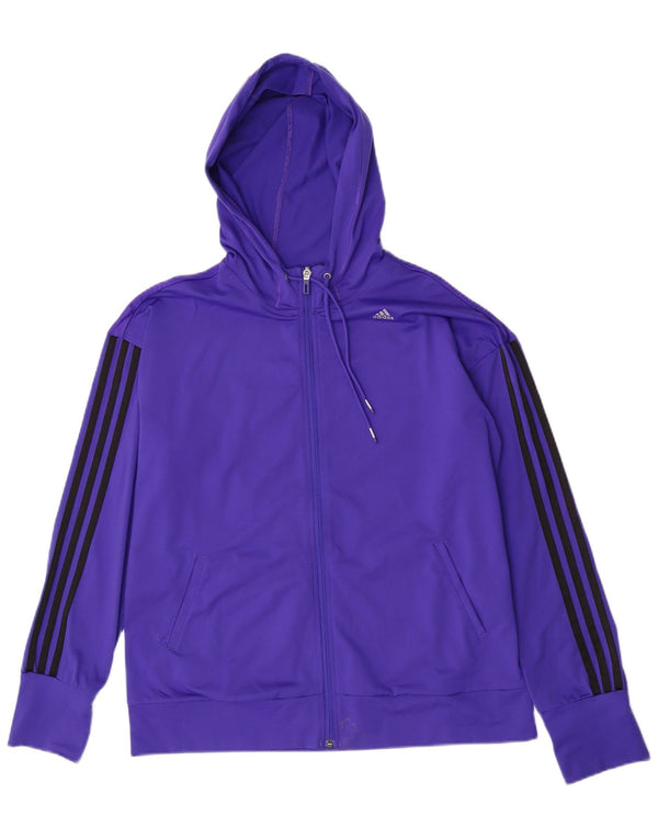Adidas ženski Climacool pulover s kapuljačom s patentnim zatvaračem UK 20/22 XL ljubičasto na pruge