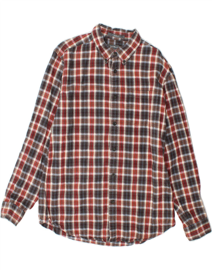 EDDIE BAUER Mens Relaxed Fit Flannel Shirt Medium Red Check Cotton Vintage Eddie Bauer and Second-Hand Eddie Bauer from Messina Hembry 