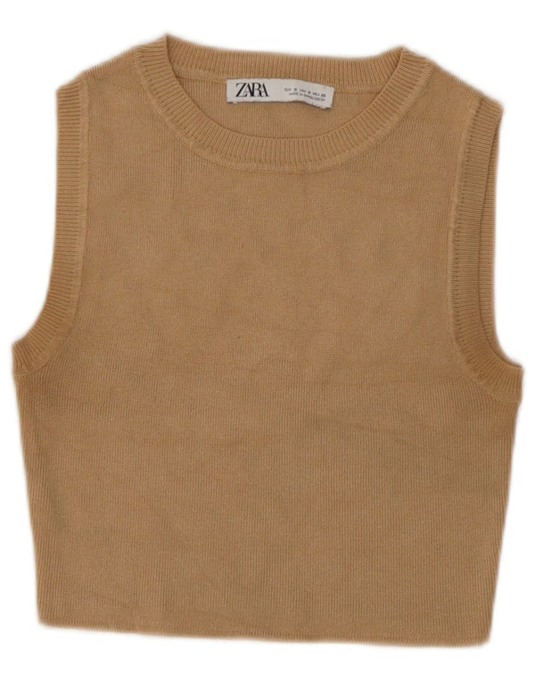 Zara ženski kratki prsluk UK 10 Small Beige