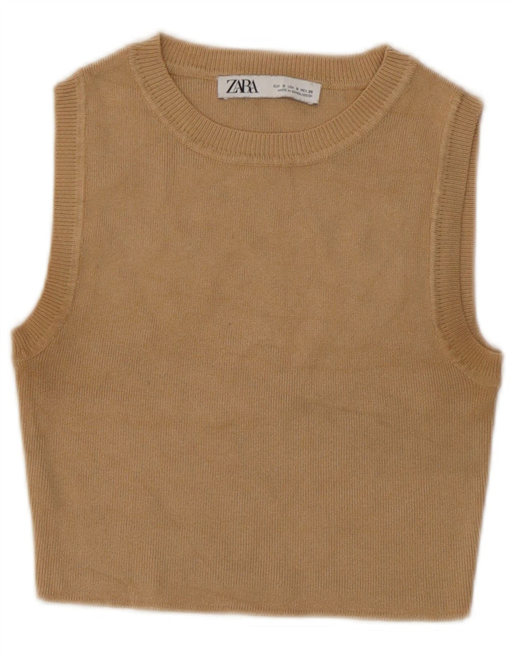 Zara ženski kratki prsluk UK 10 Small Beige