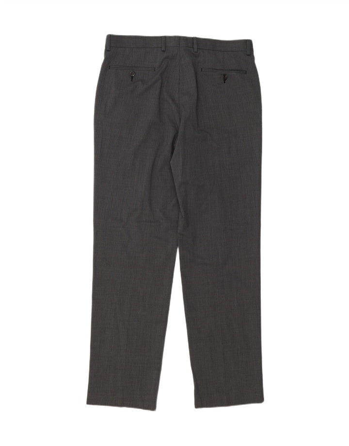 CHAPS Mens Straight Suit Trousers W34 L32 Grey Pinstripe Polyester Vintage Chaps and Second-Hand Chaps from Messina Hembry 