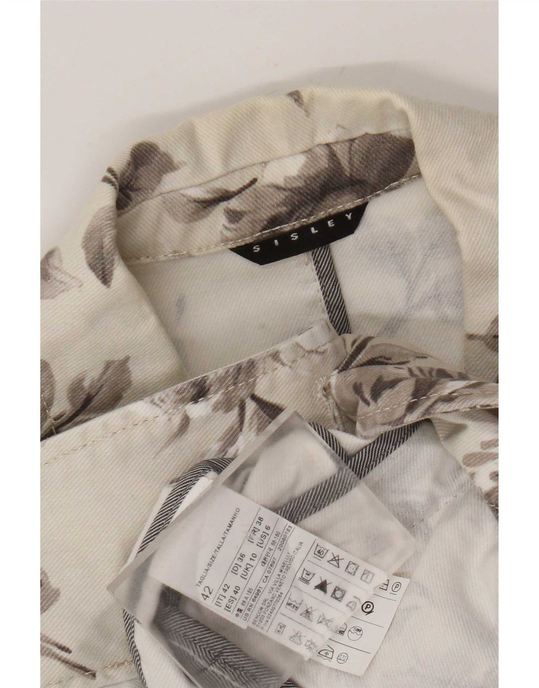Ženska traper jakna Sisley s 2 gumba UK 10 Small Off White Floral