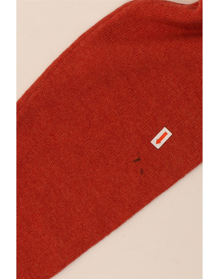 TOMMY HILFIGER Mens V-Neck Jumper Sweater Large Orange Lambswool