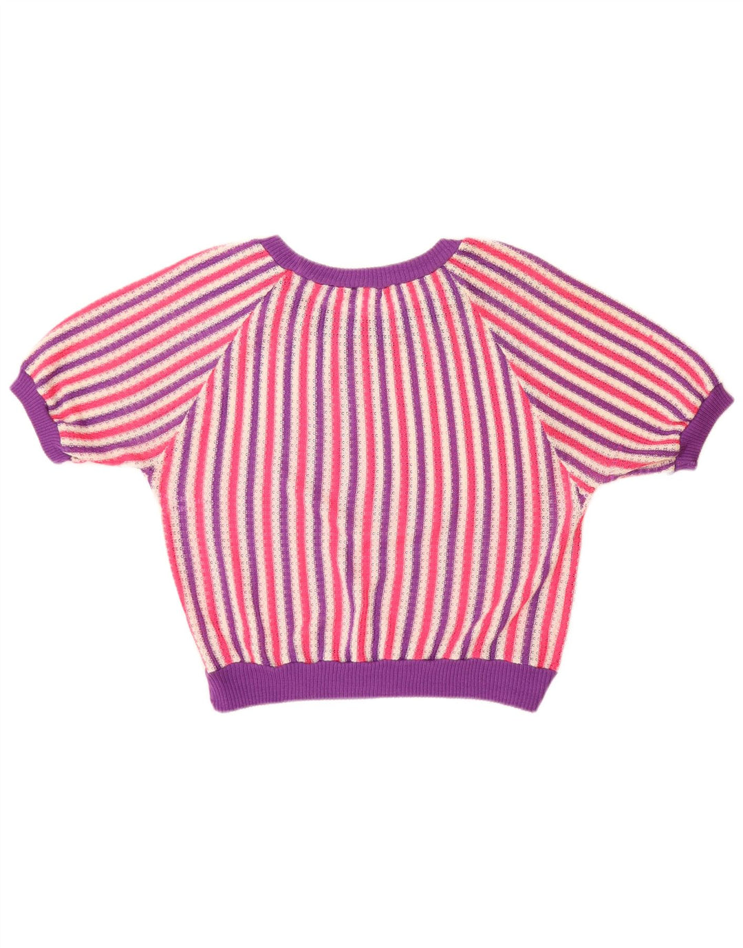 VINTAGE ženski džemper s veznim izrezom UK 14 Velike raznobojne pruge