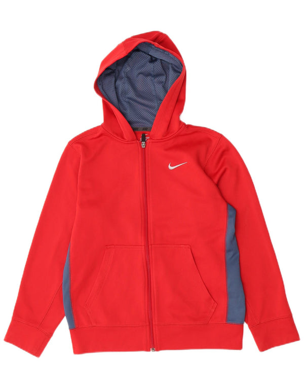 Nike pulover s kapuljačom s patentnim zatvaračem za dječake 12-13 godina, velika crvena poliester u boji