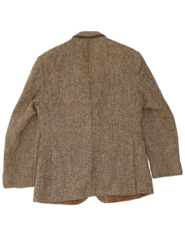 Harris Tweed Muški sako sa 2 gumba UK 40 Velika smeđa vuna riblja kost