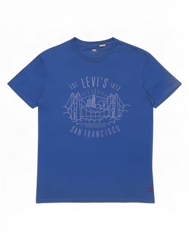 Levi's muška majica kratkih rukava s grafičkim motivima srednje plavi pamuk