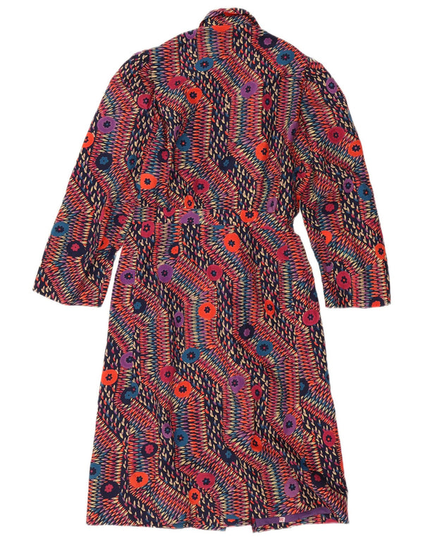 Vintage ženska haljina s dugim rukavima na omot UK 12 srednje raznobojna geometrijska