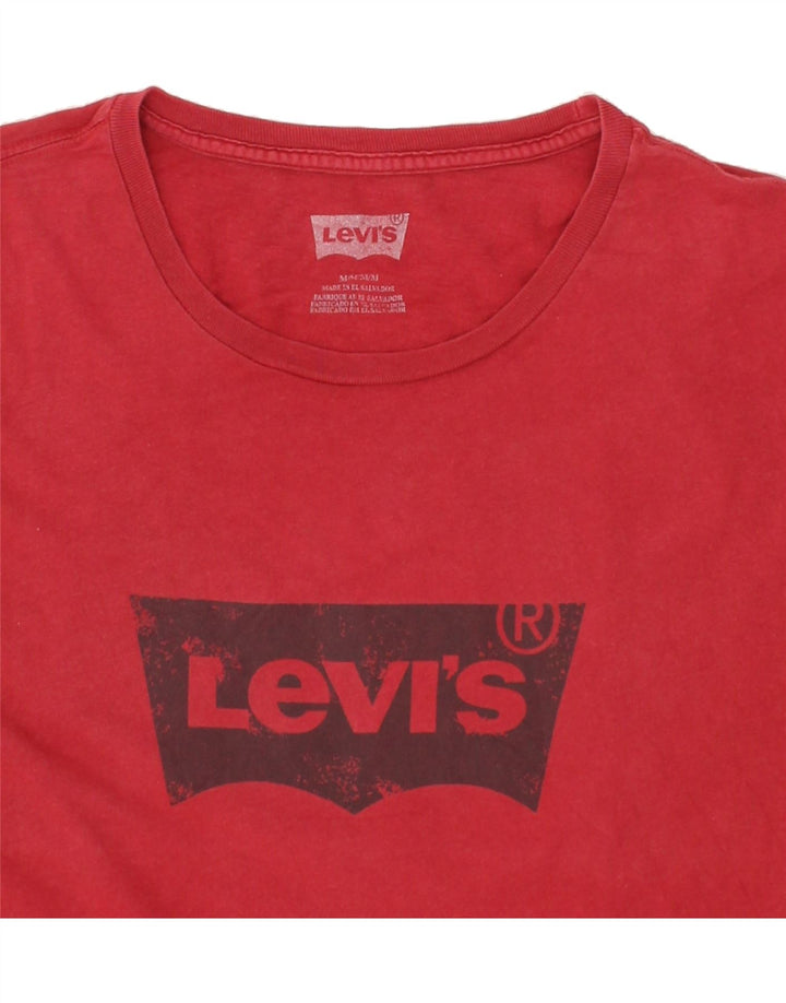 LEVI'S Mens Graphic T-Shirt Top Medium Red Cotton Vintage Levi's and Second-Hand Levi's from Messina Hembry 