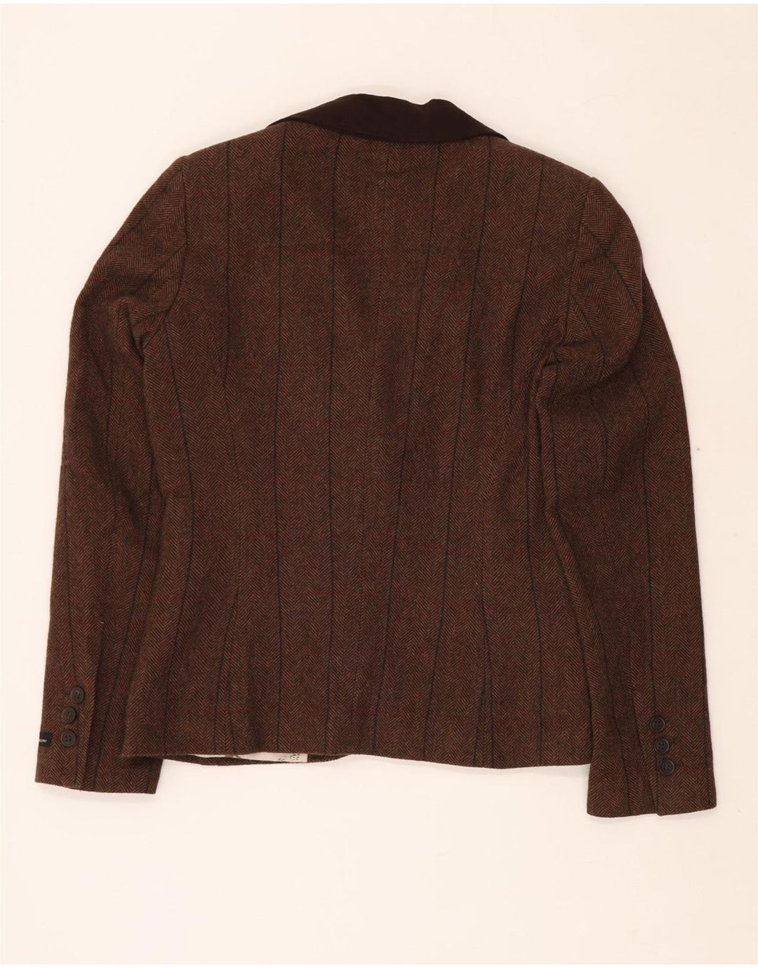 BARBOUR Ženska jakna sa 1 gumbom UK 10 Mala smeđa vuna riblja kost