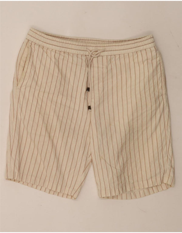 Zara muške chino kratke hlače Large W32 Bež prugasti pamuk