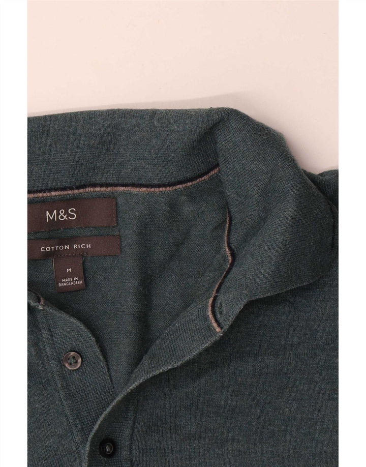 Marks & Spencer muški pulover s polo ovratnikom srednje zelene boje pamuka