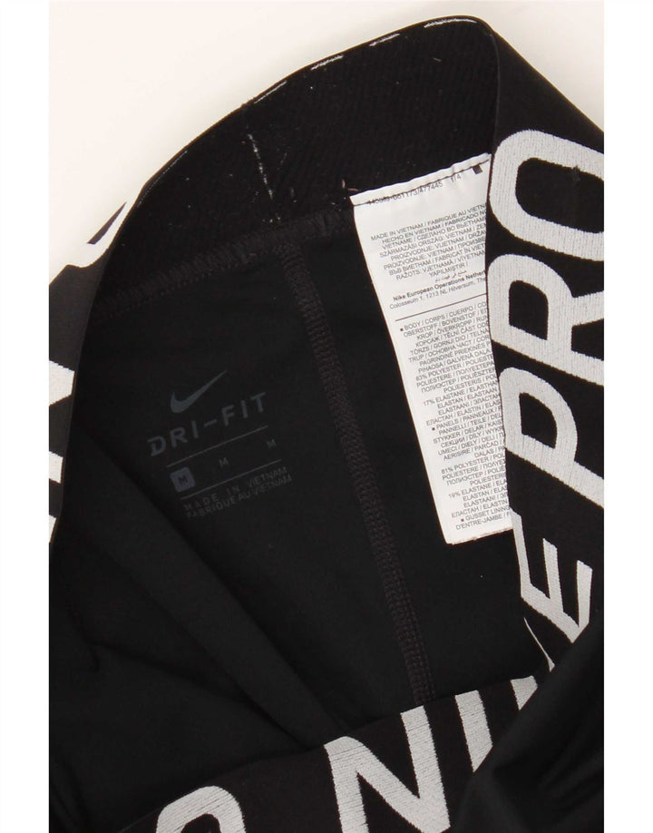 Nike Ženske Dri Fit Graphic Leggings UK 12 Srednje crni poliester