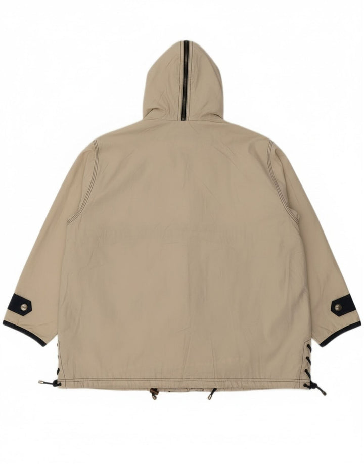 Vintage ženska prevelika kišna jakna s kapuljačom UK 8, mali prljavo bijeli poliester