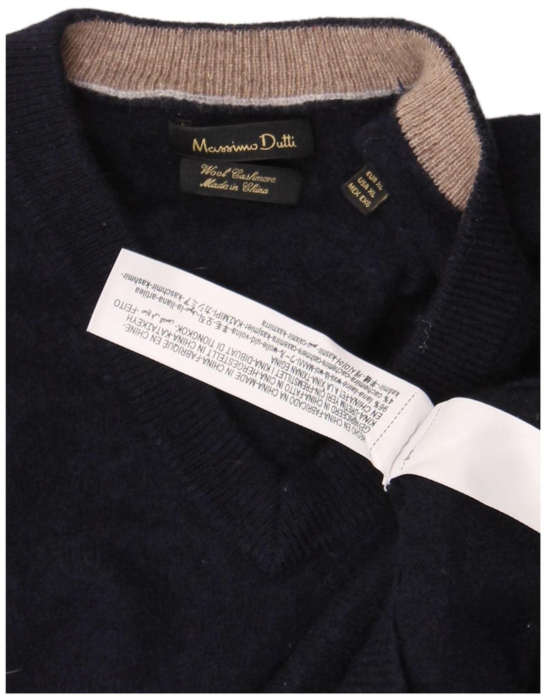 Massimo Dutti ženski džemper s V-izrezom UK 18 XL tamnoplava vunena