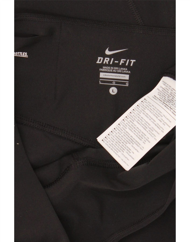 NIKE Ženske Dri Fit Trenirke Hlače UK 14 Veliki crni poliester