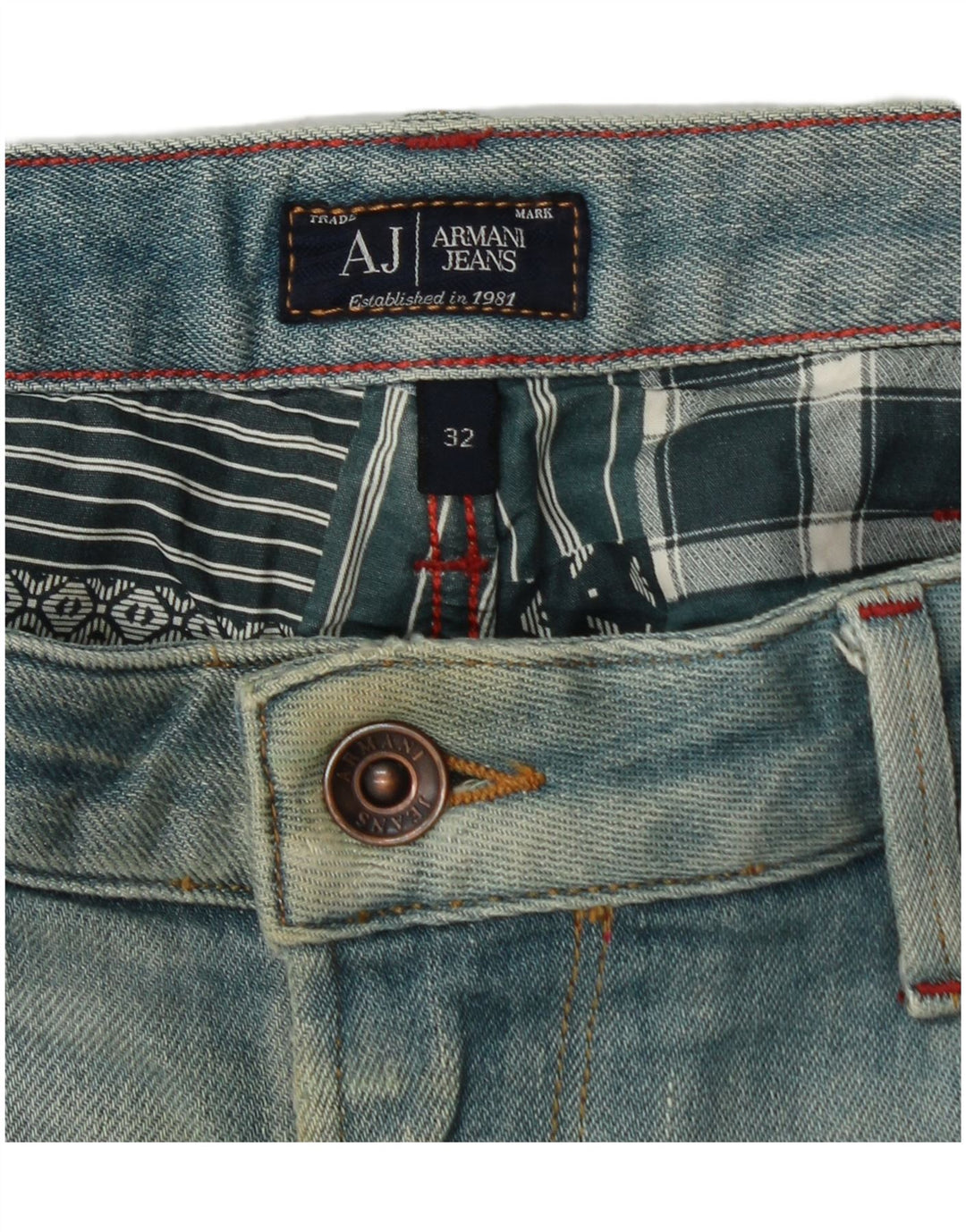 ARMANI Muške uske traperice W32 L34 Plavi pamuk