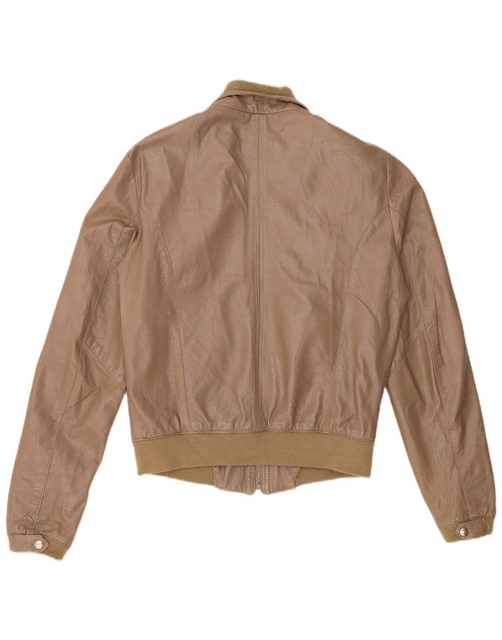Vintage ženska bomber kožna jakna UK 18 XL kaki koža
