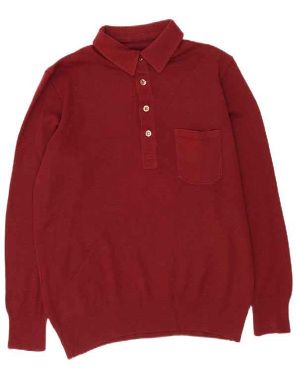 Vintage muški džemper s polo ovratnikom srednje tamnocrvene boje
