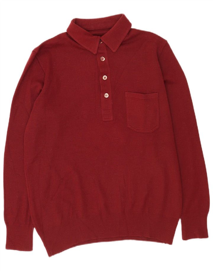 Vintage muški džemper s polo ovratnikom srednje tamnocrvene boje