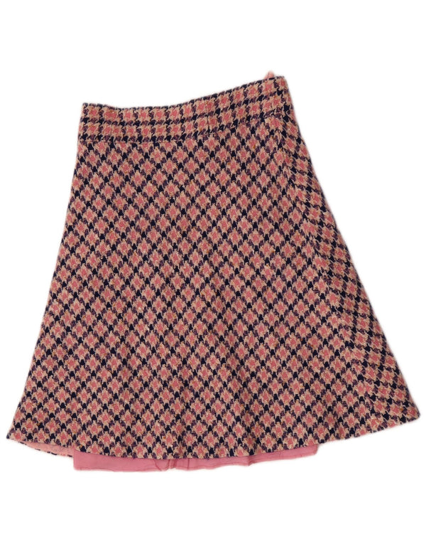 Vintage Womens A-Line Skirt Medium W30 Pink Houndstooth