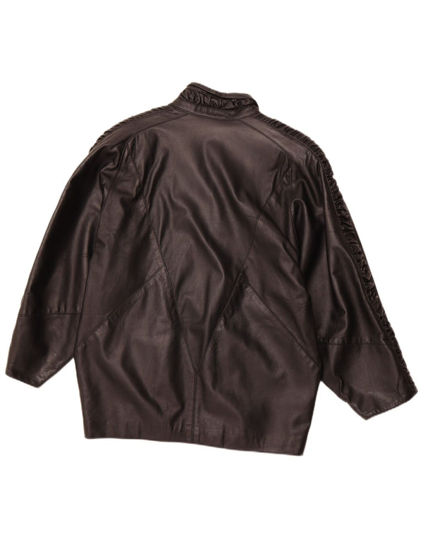 VINTAGE ženska dvostruka kožna jakna UK 16 Velika crna koža