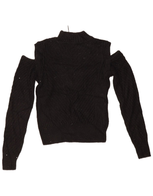 DKNY ženski džemper s otvorenim ramenima i ovratnikom UK 6 XS crni akril