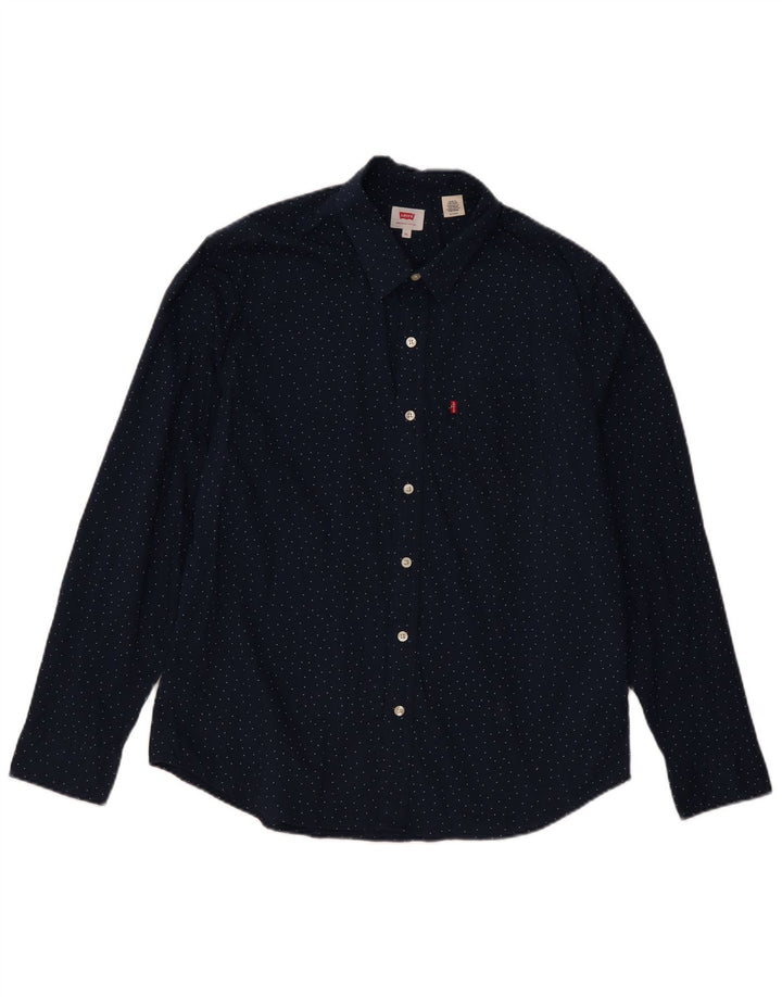 Levi's muška košulja XL tamnoplava pamučna klasična na točkice