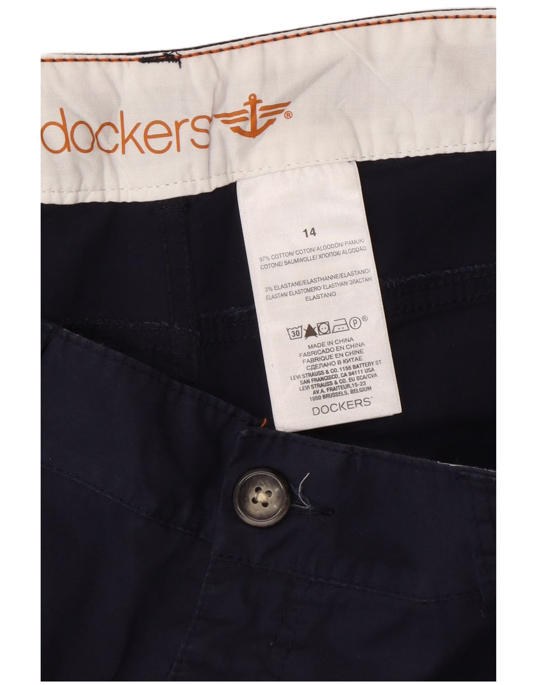 DOCKERS Ženske bermude US 14 XL W34 tamnoplavi pamuk