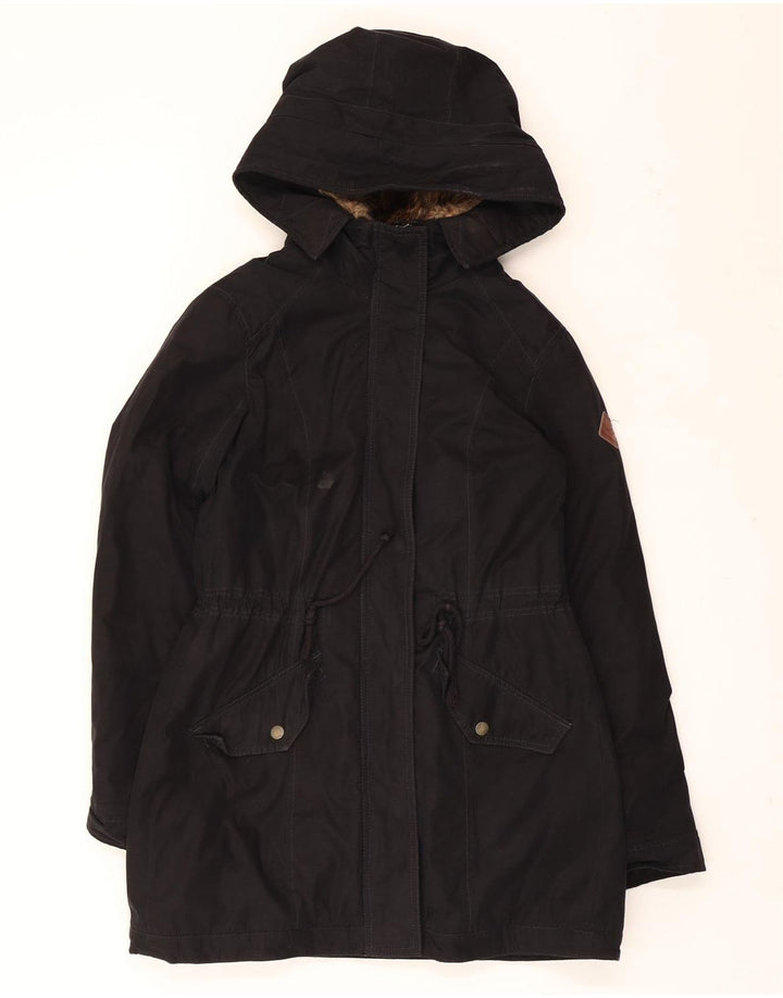 HOLLISTER Ženska parka jakna s kapuljačom UK 14 Srednji crni poliester