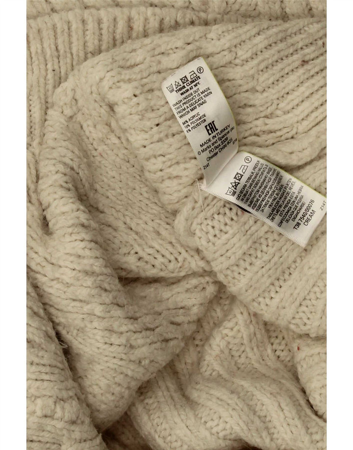 Marks & Spencer ženski prekomjerni kardigan pulover UK 10 Small Beige Acrylic