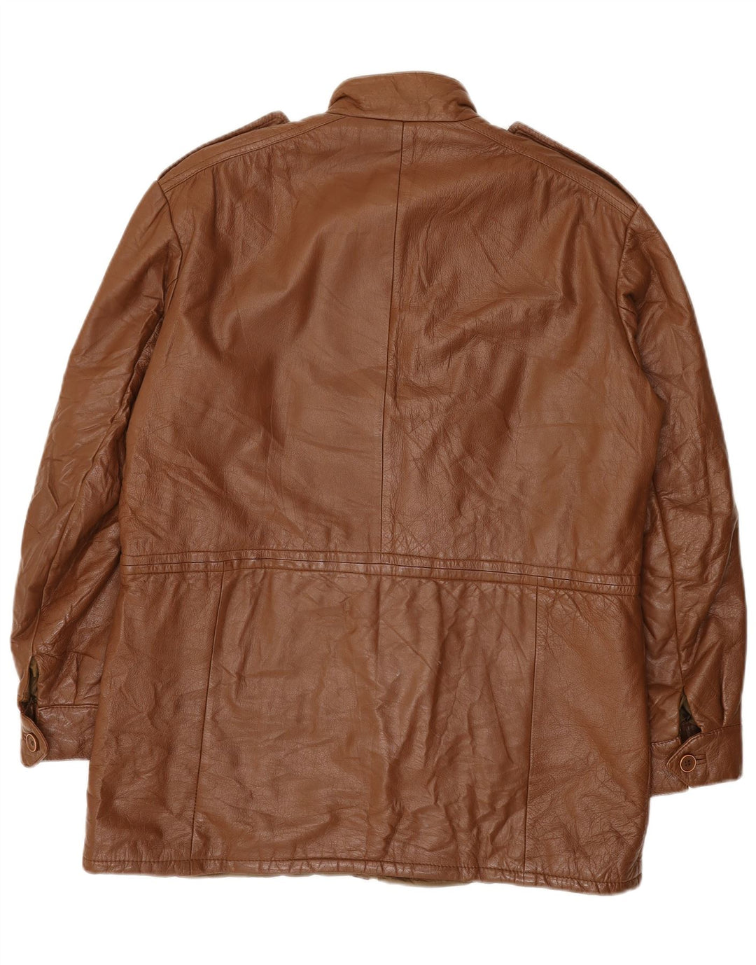 VINTAGE Mens Military Leather Jacket IT 48 Medium Brown Leather