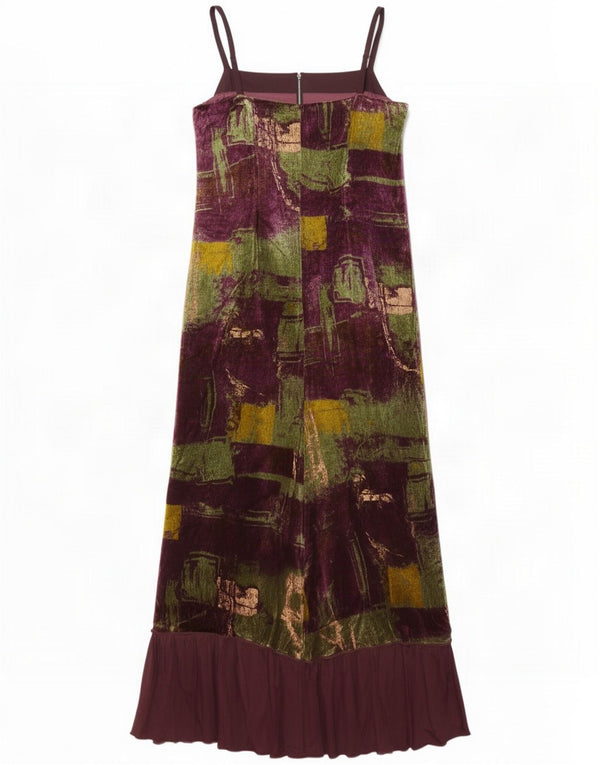 Luis Civit Womens Maxi Abstract Pattern Slip Dress UK 10 Small Purple