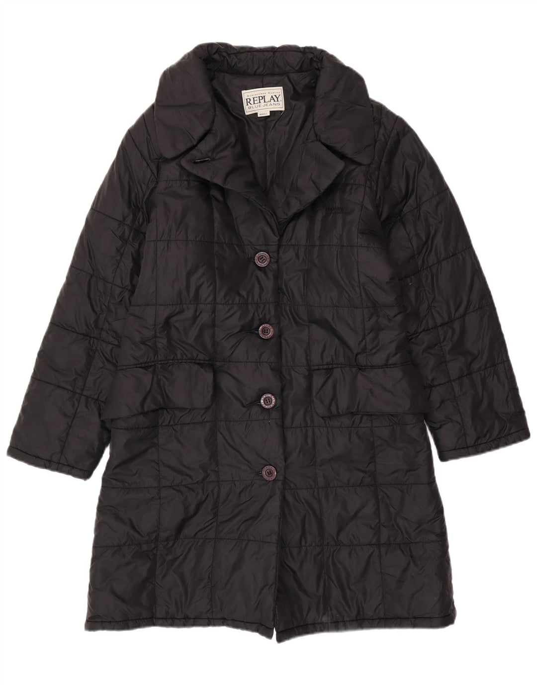 REPLAY Ženski široki podstavljeni kaput UK 10 Mali crni poliester