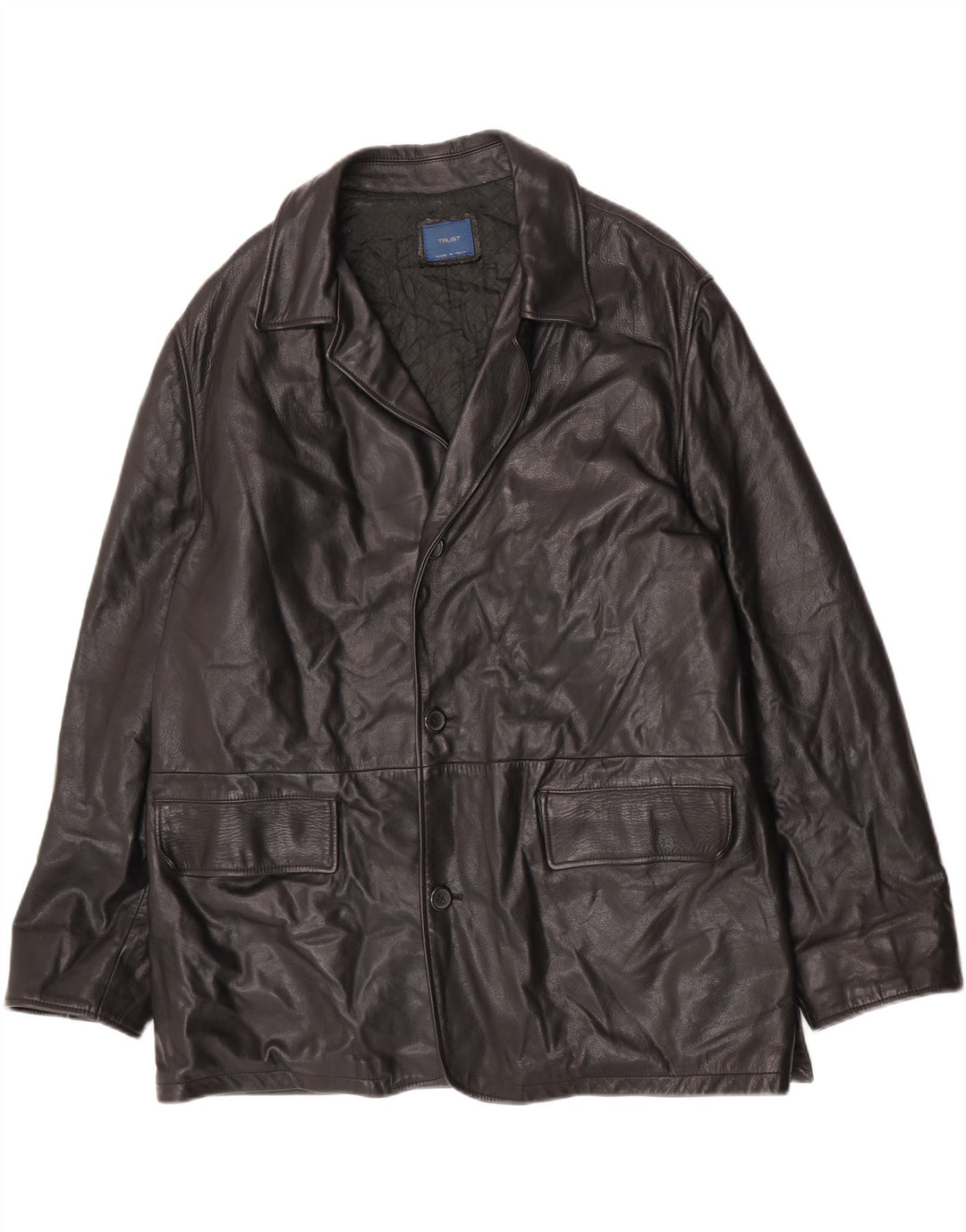 Vintage muška kožna jakna IT 52 XL crna koža