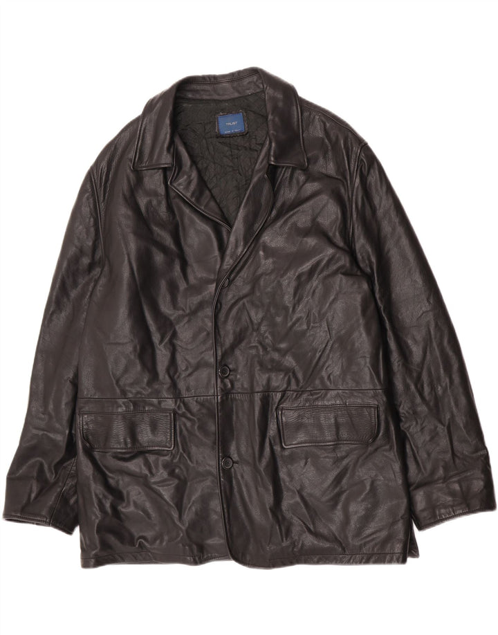 Vintage muška kožna jakna IT 52 XL crna koža