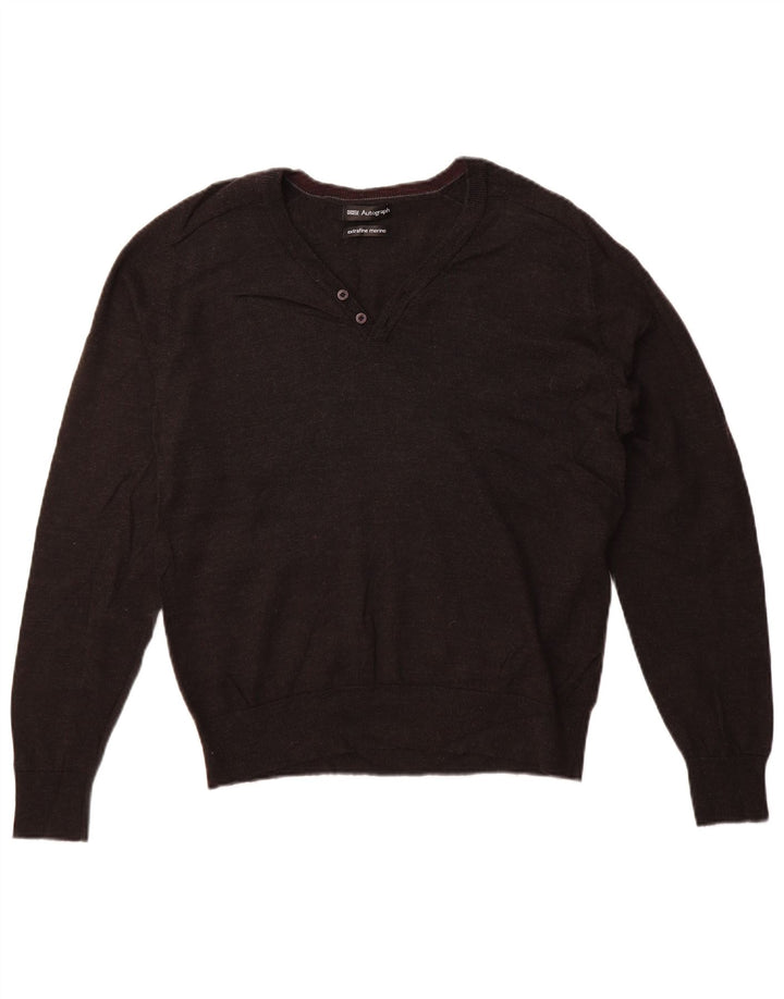 Marks & Spencer Ženski džemper s V-izrezom UK 16 Veliki sivi