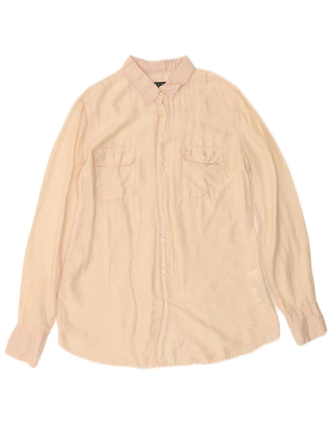 FRED PERRY Ženska košulja bluza UK 14 Velika bež svila