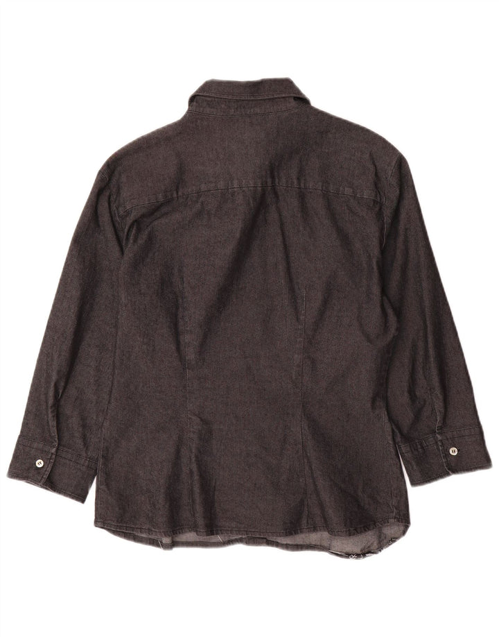 BENETTON Ženska košulja 3/4 rukava UK 10 Mali sivi pamuk