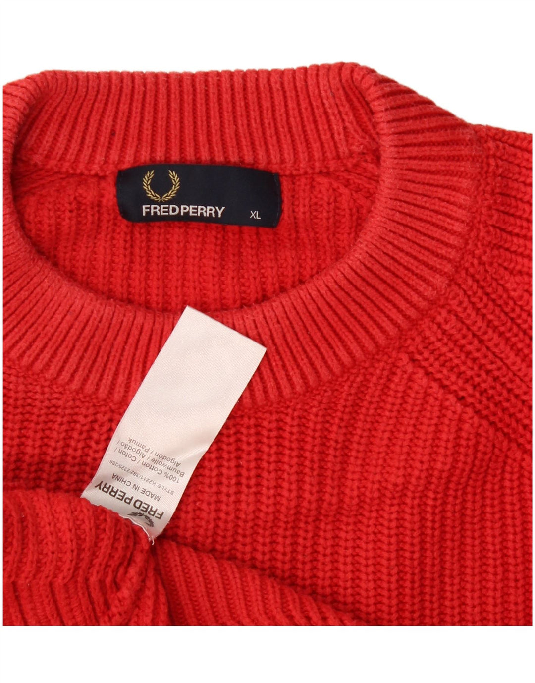 Fred Perry muški džemper s okruglim izrezom XL, crveni pamuk