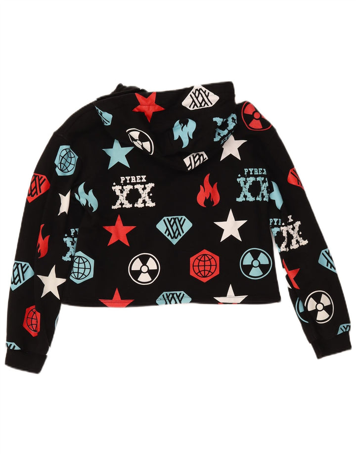 PYREX Girls Crop Graphic majica s kapuljačom 11-12 godina XL crna geometrijska