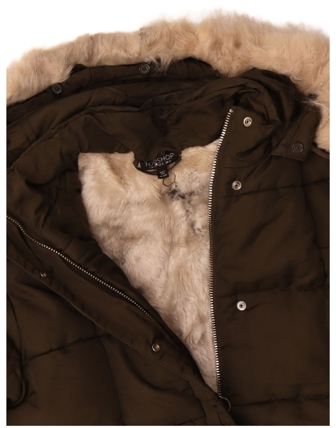 TOPSHOP ženska prekomjerna podstavljena jakna Sherpa UK 12 srednje boje kaki