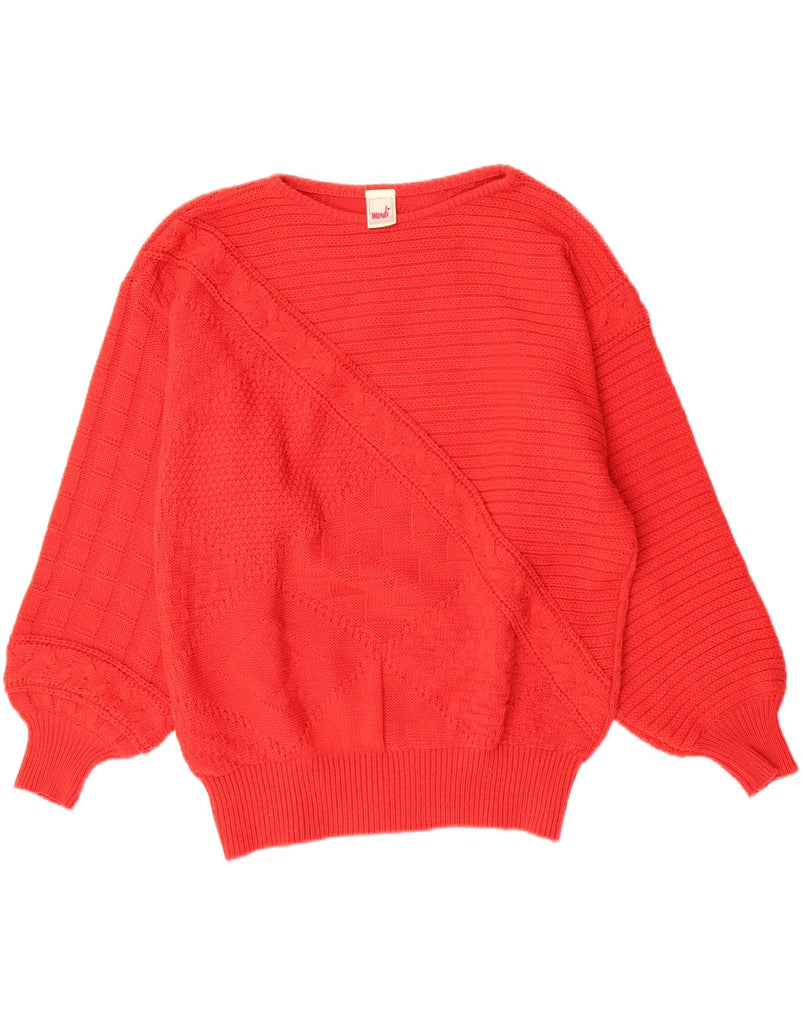 MONDI Womens Boat Neck Jumper Sweater EU 42 Large Red Wool Vintage Mondi and Second-Hand Mondi from Messina Hembry 