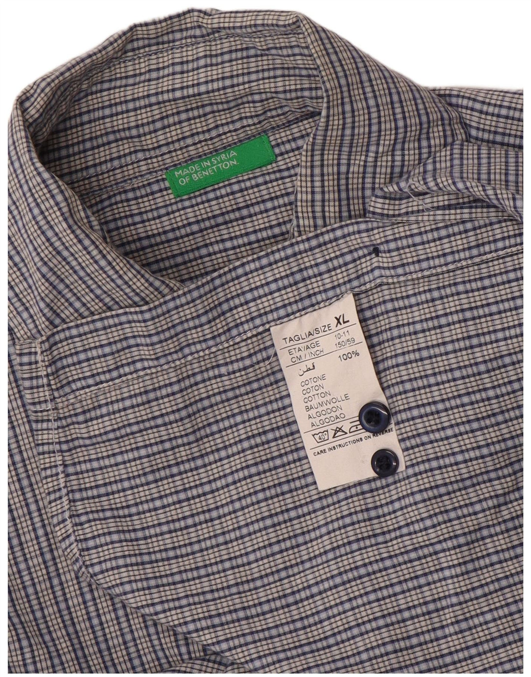 Benetton majica za dječake 10-11 godina XL plavi pamuk od ginghama